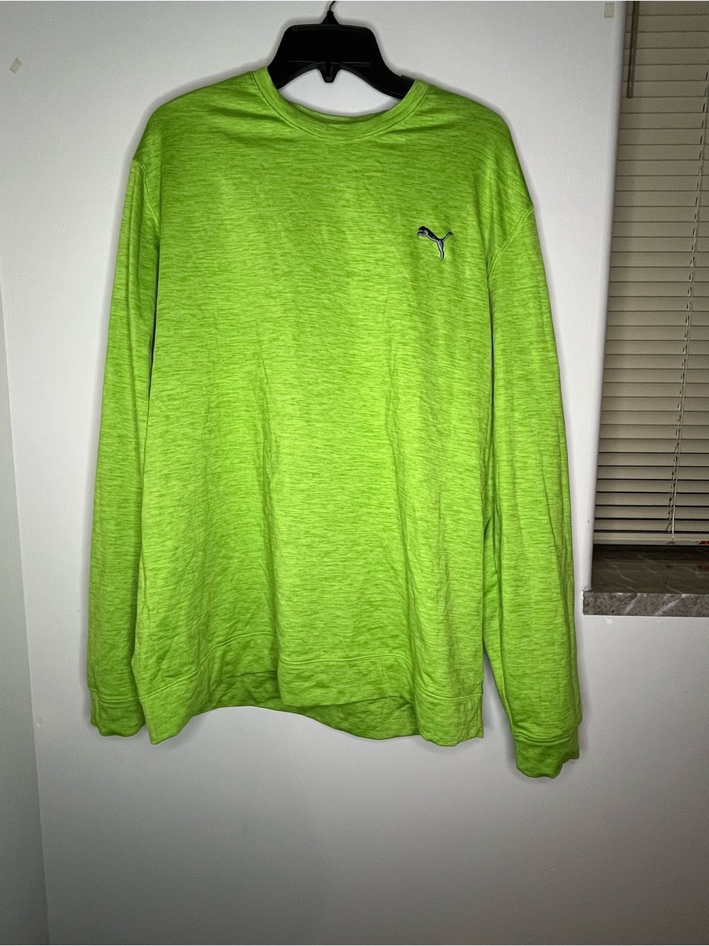 Puma Men’s Long Sleeve Crew Sweatshirt - Neon Lime Green